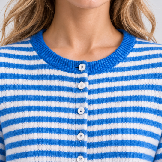 Strickjacke Damen Gestreift Locker Geschnitten Cardigan