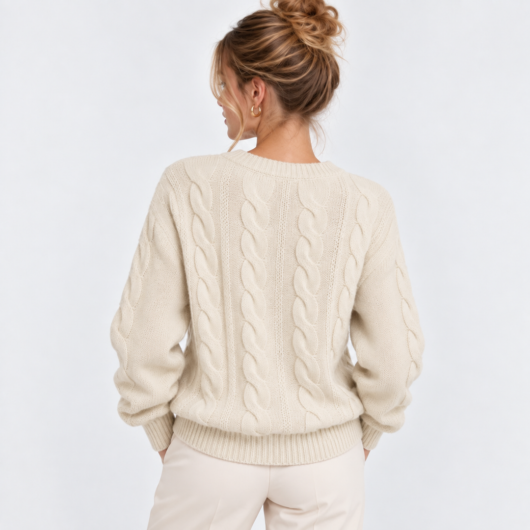 Wollpullover Damen Zopfmuster Warm Winter Strick