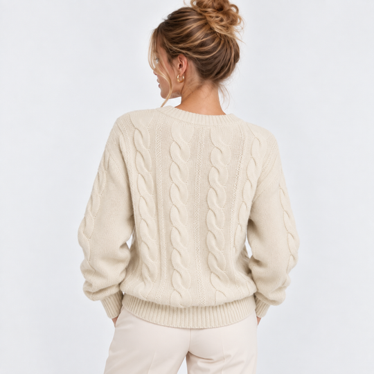 Wollpullover Damen Zopfmuster Warm Winter Strick