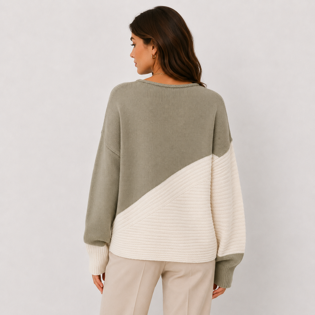 Pullover Damen Oversized Strick Überschnittene Schultern
