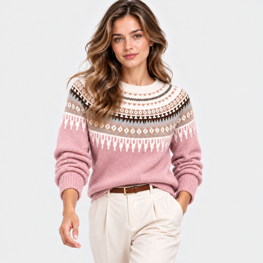 Norwegerpullover Damen Fair Isle Muster Warm Strick