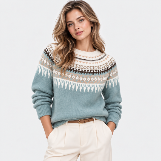 Norwegerpullover Damen Fair Isle Muster Warm Strick