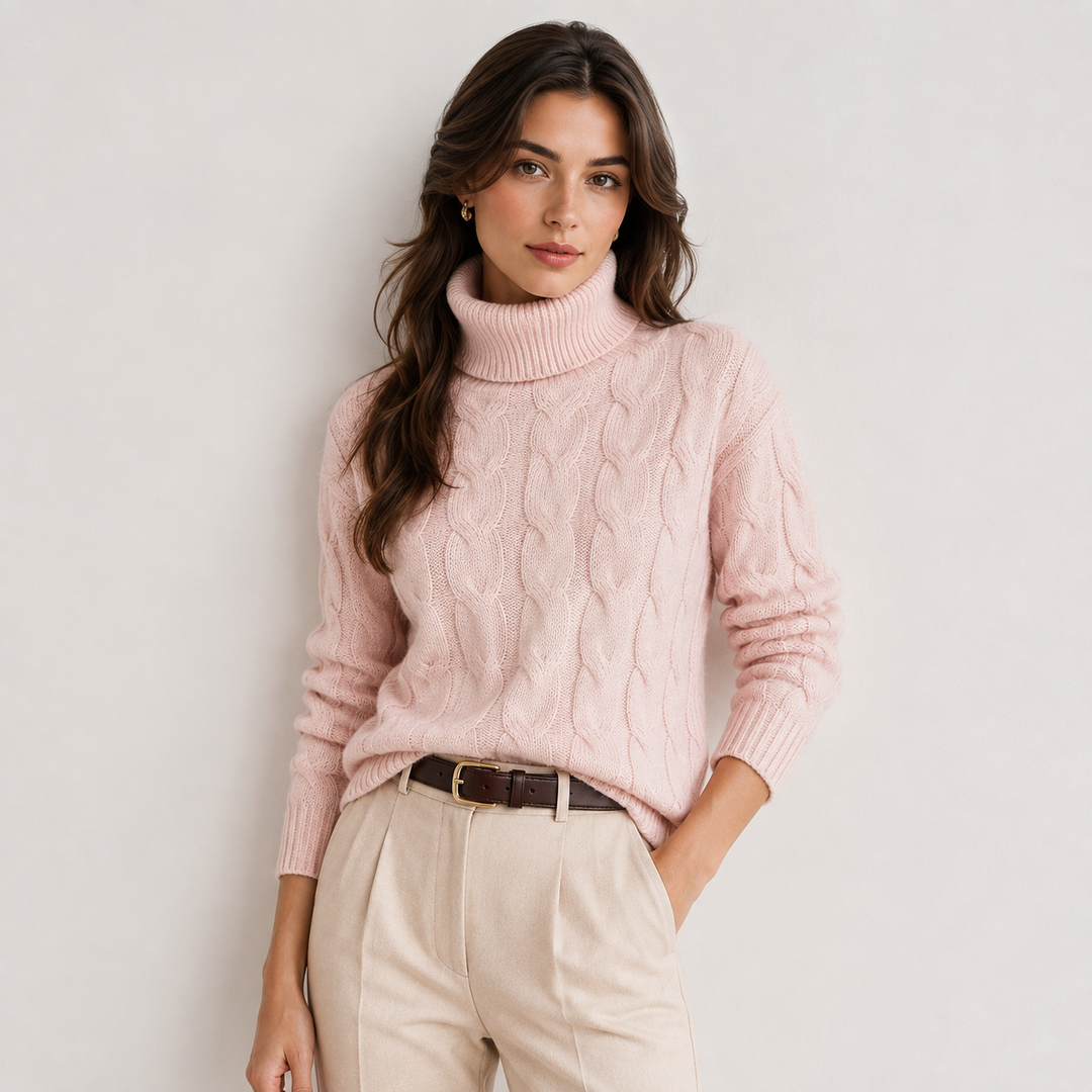 Rollkragenpullover Damen Leicht Warm Langarm Feinstrick