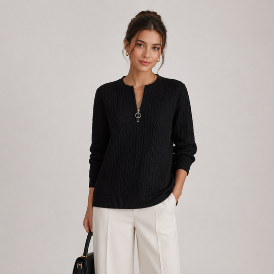 Troyer Pullover Damen Leicht Stehkragen Langarm