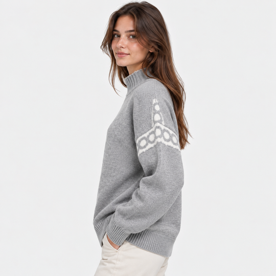 Pullover Damen Stehkragen Oversized Strick Warm