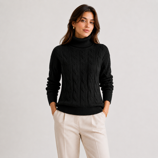 Rollkragenpullover Damen Leicht Warm Langarm Feinstrick