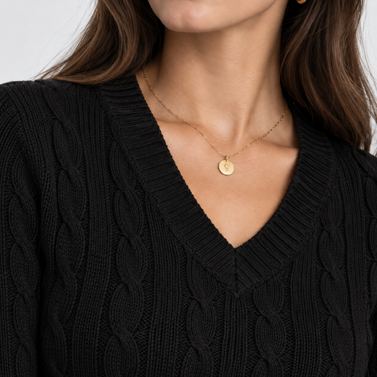 Zopfmuster Pullover Damen V-Ausschnitt Strick Warm