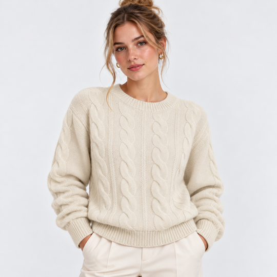 Wollpullover Damen Zopfmuster Warm Winter Strick