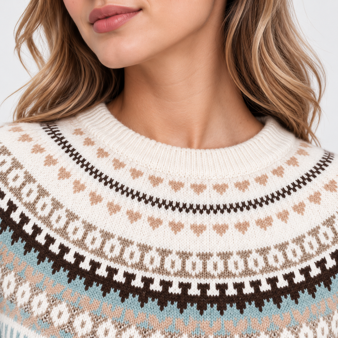 Norwegerpullover Damen Fair Isle Muster Warm Strick