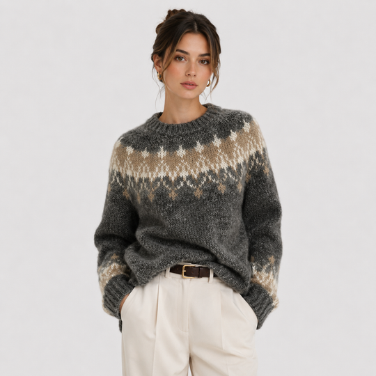 Pullover Damen Kaschmir Optik Leicht Warm Feinstrick