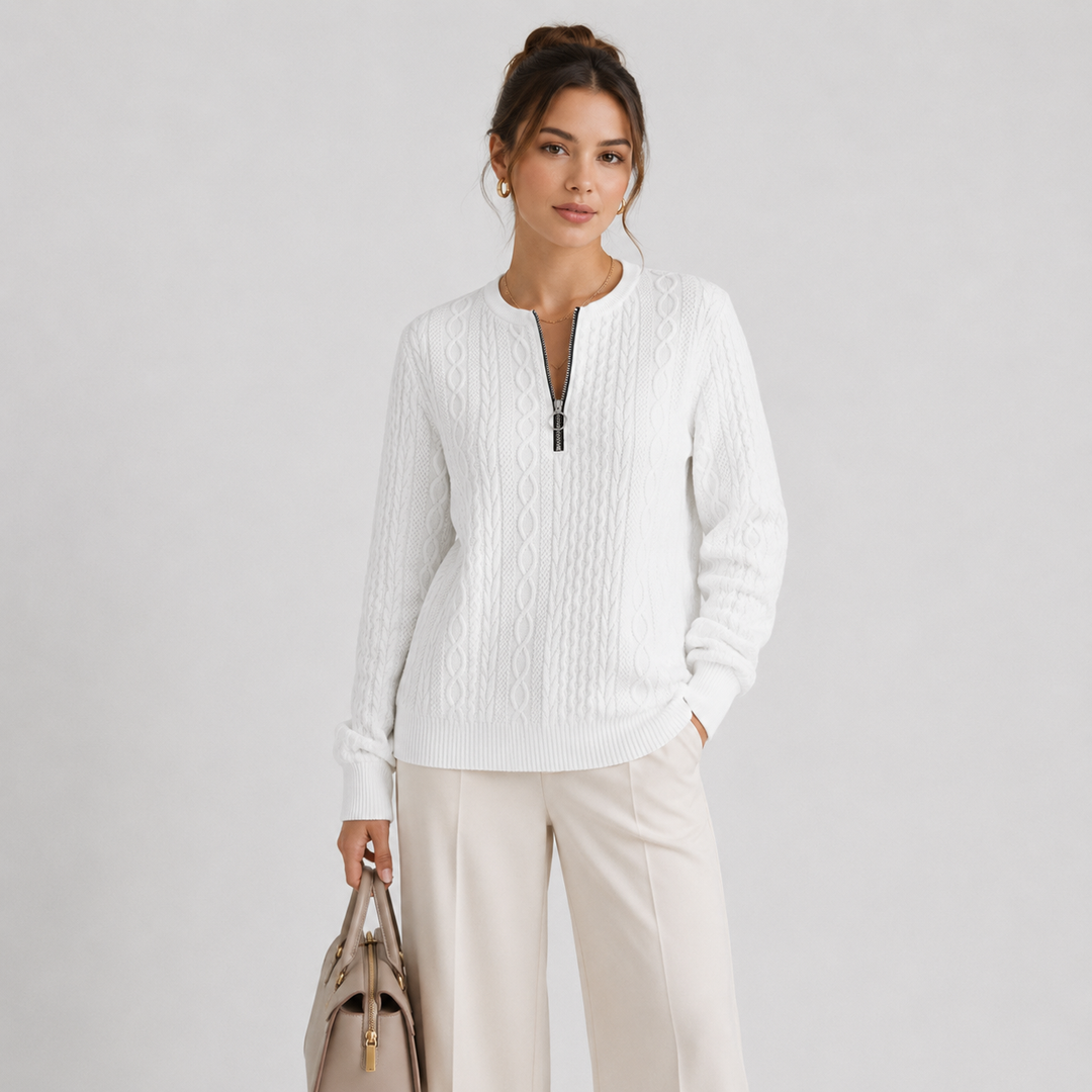 Troyer Pullover Damen Leicht Stehkragen Langarm