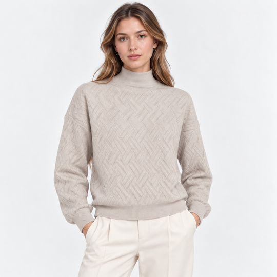 Rollkragenpullover Damen Weich Kuschelig Herbst Strick