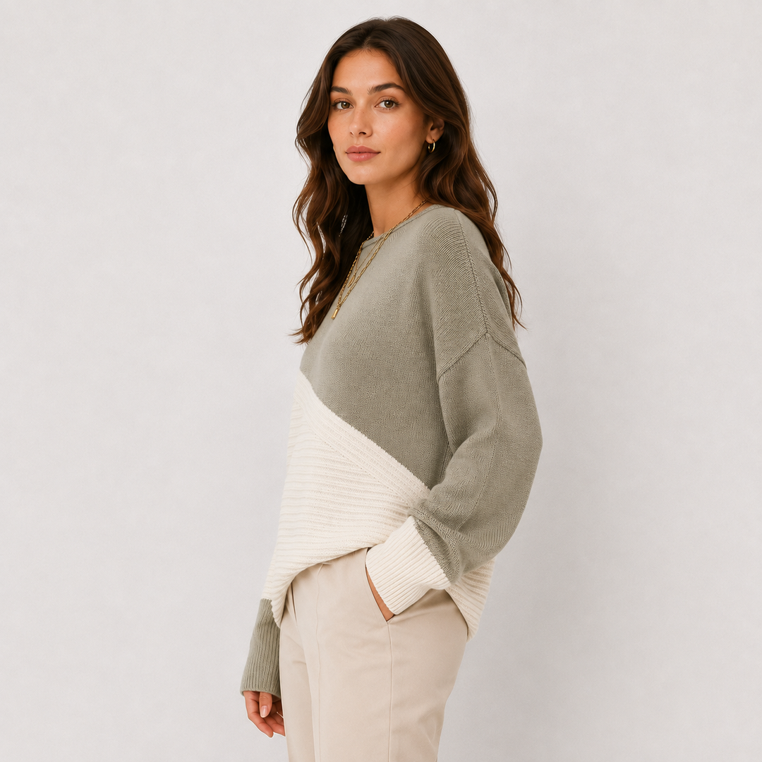 Pullover Damen Oversized Strick Überschnittene Schultern