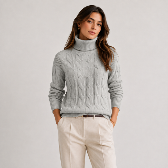 Rollkragenpullover Damen Leicht Warm Langarm Feinstrick