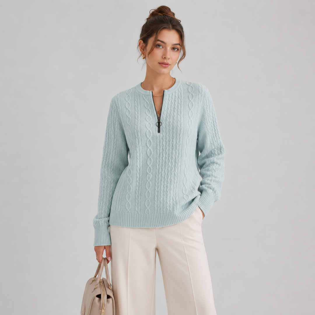 Troyer Pullover Damen Leicht Stehkragen Langarm