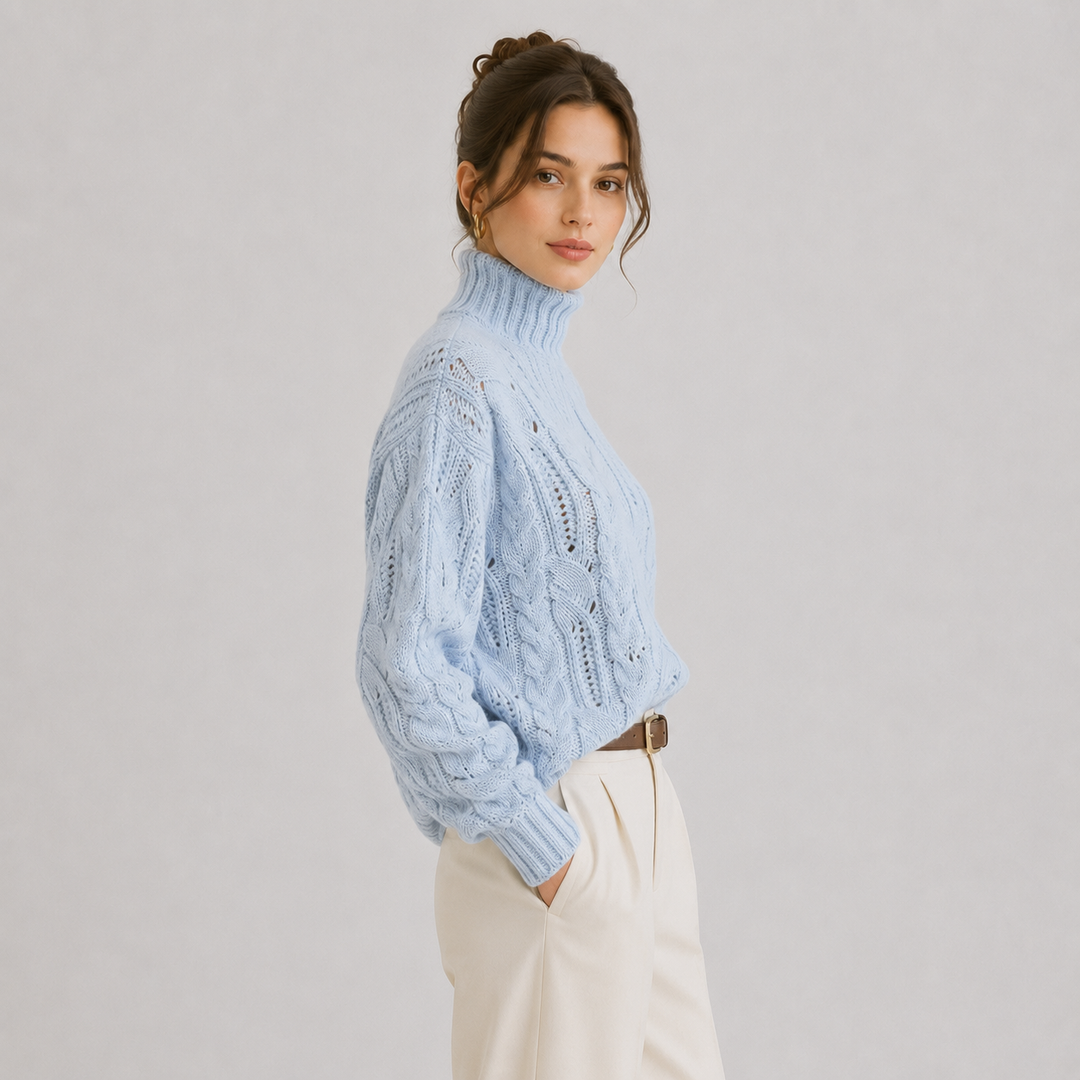 Pullover Damen Kaschmir Optik Warm Langarm Feinstrick