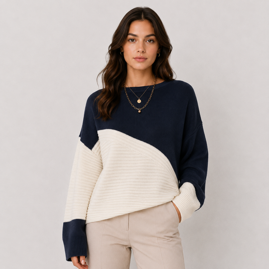 Pullover Damen Oversized Strick Überschnittene Schultern