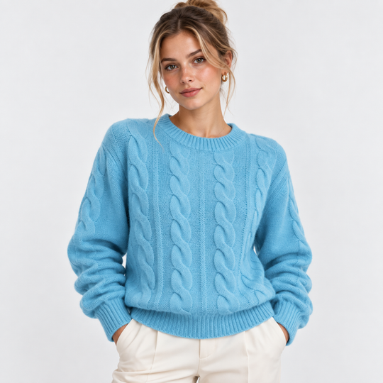 Wollpullover Damen Zopfmuster Warm Winter Strick