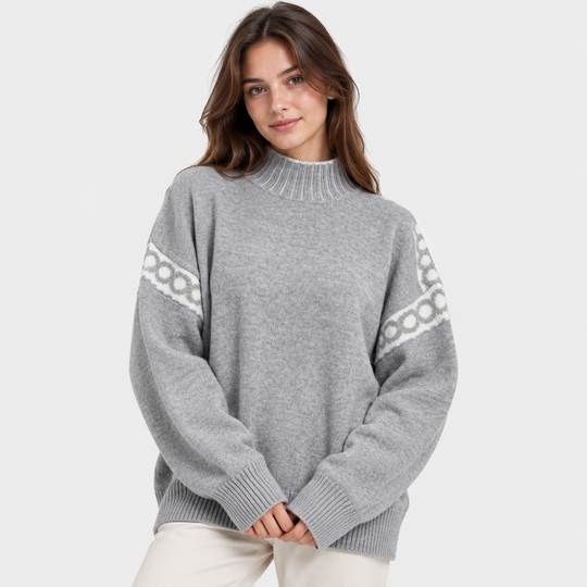 Pullover Damen Stehkragen Oversized Strick Warm