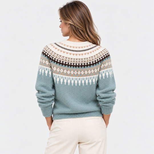 Norwegerpullover Damen Fair Isle Muster Warm Strick