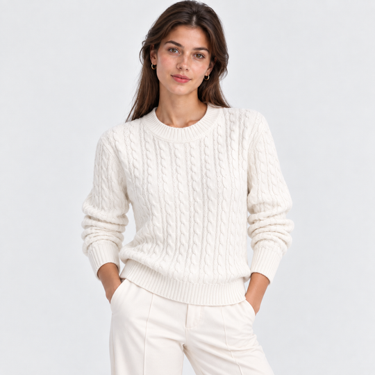 Zopfmuster Pullover Damen Grobstrick Locker Geschnitten