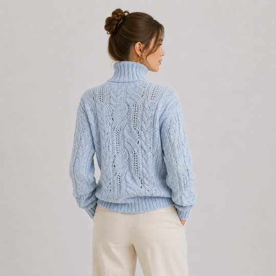 Pullover Damen Kaschmir Optik Warm Langarm Feinstrick