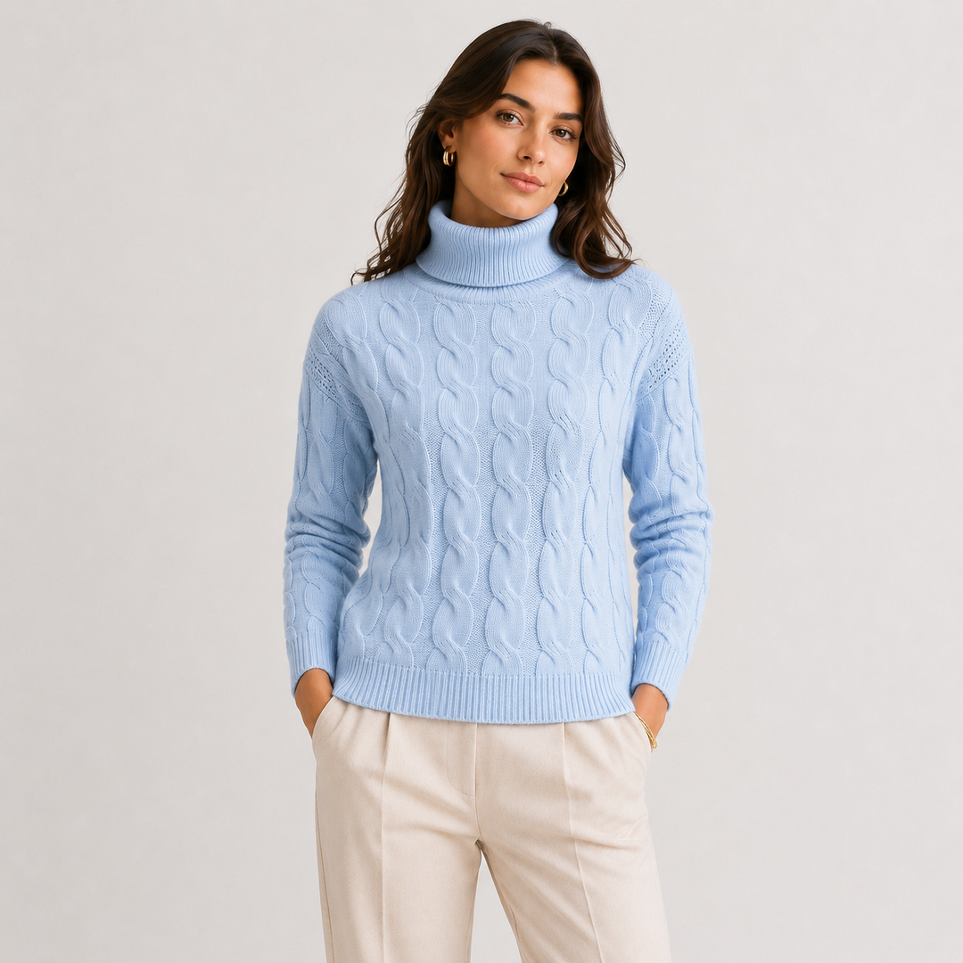 Rollkragenpullover Damen Leicht Warm Langarm Feinstrick