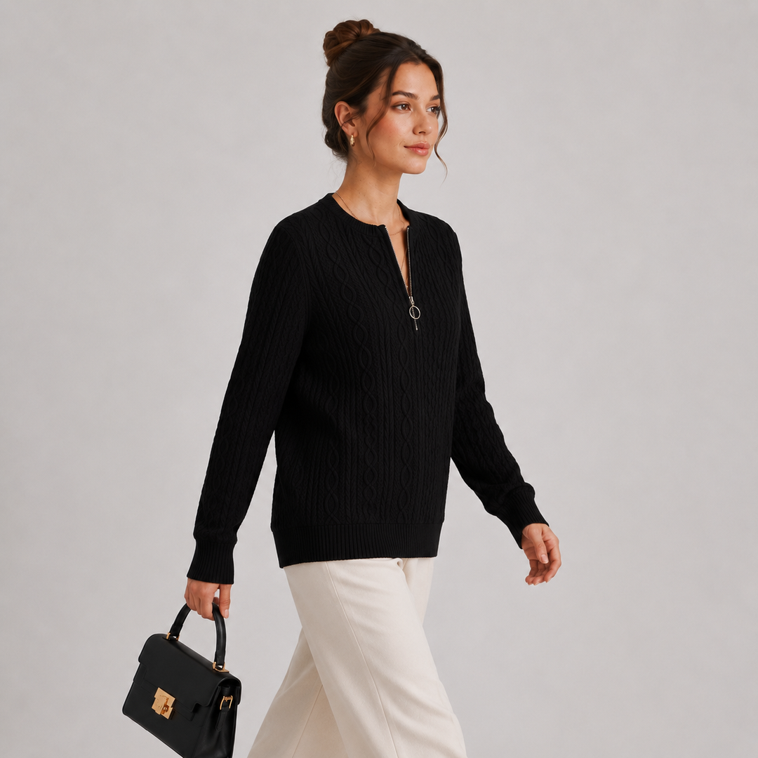 Troyer Pullover Damen Leicht Stehkragen Langarm