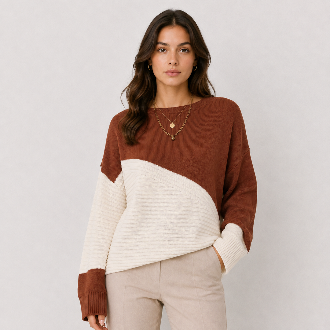 Pullover Damen Oversized Strick Überschnittene Schultern