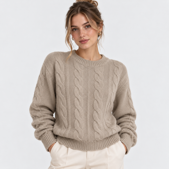 Wollpullover Damen Zopfmuster Warm Winter Strick