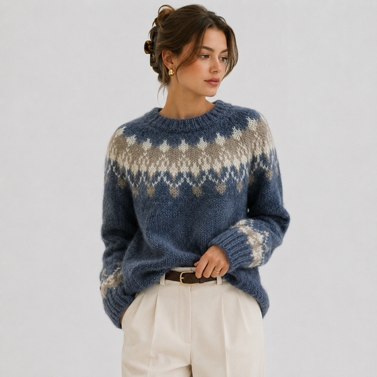 Pullover Damen Kaschmir Optik Leicht Warm Feinstrick
