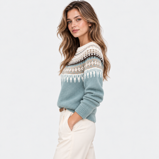 Norwegerpullover Damen Fair Isle Muster Warm Strick