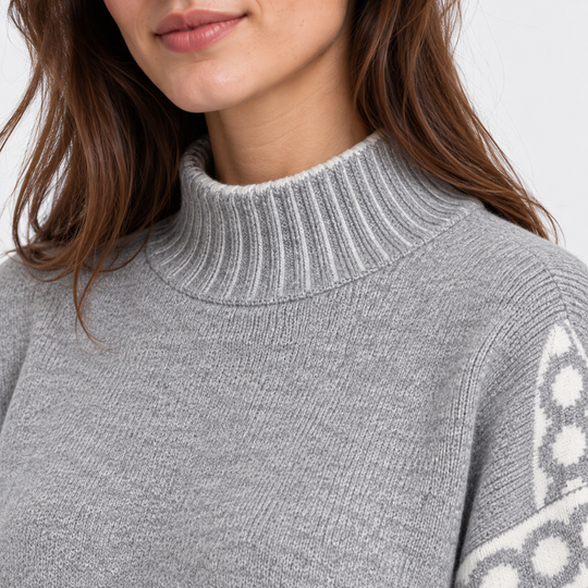 Pullover Damen Stehkragen Oversized Strick Warm