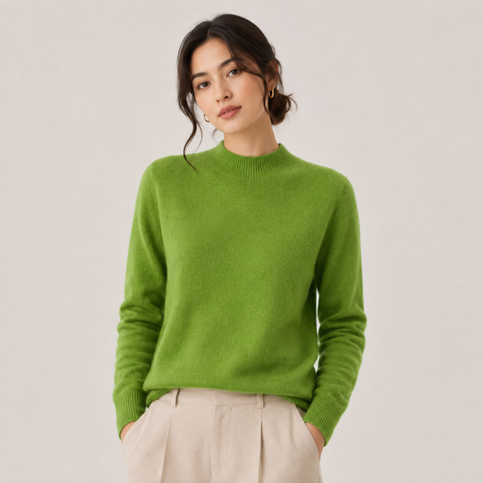 Pullover Damen Kaschmir Optik Leicht Klassischer Schnitt