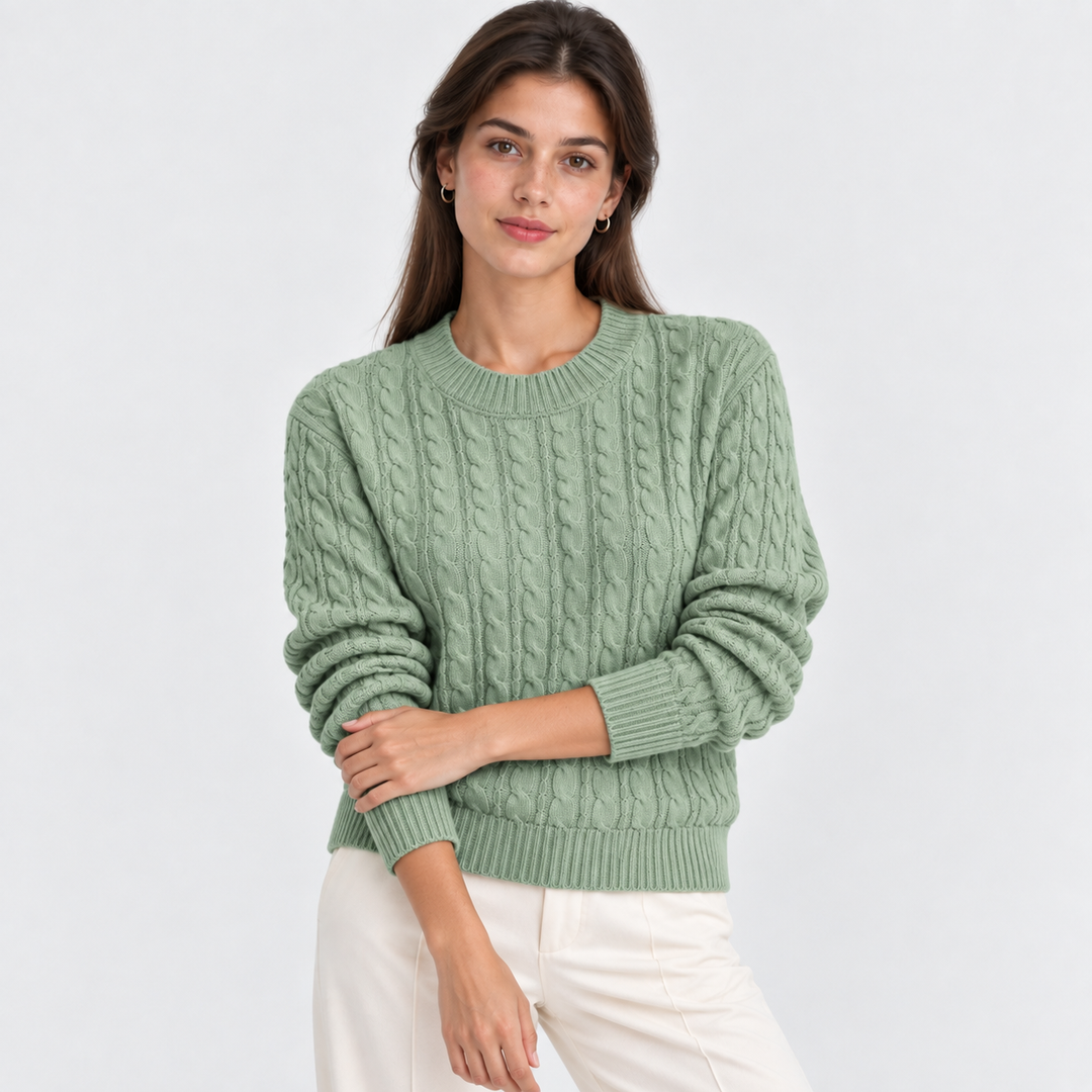 Zopfmuster Pullover Damen Grobstrick Locker Geschnitten