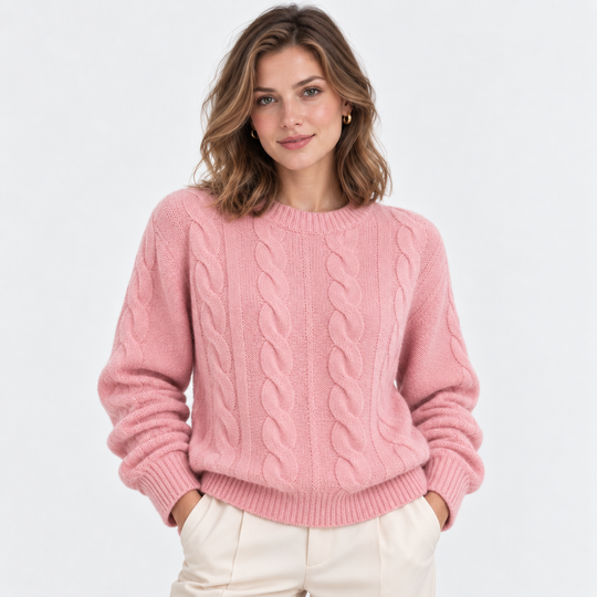 Wollpullover Damen Zopfmuster Warm Winter Strick