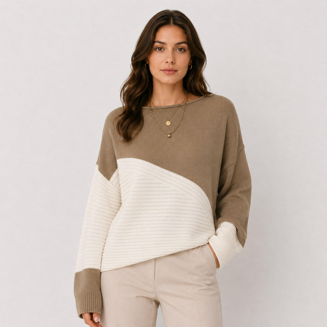 Pullover Damen Oversized Strick Überschnittene Schultern