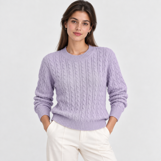 Zopfmuster Pullover Damen Grobstrick Locker Geschnitten