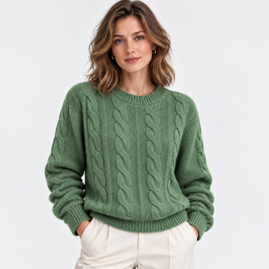 Wollpullover Damen Zopfmuster Warm Winter Strick