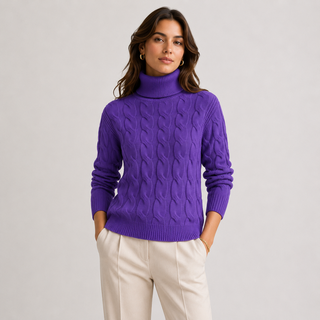 Rollkragenpullover Damen Leicht Warm Langarm Feinstrick