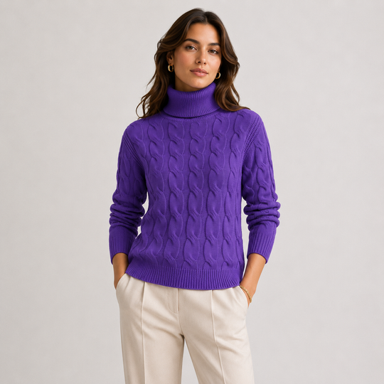 Rollkragenpullover Damen Leicht Warm Langarm Feinstrick
