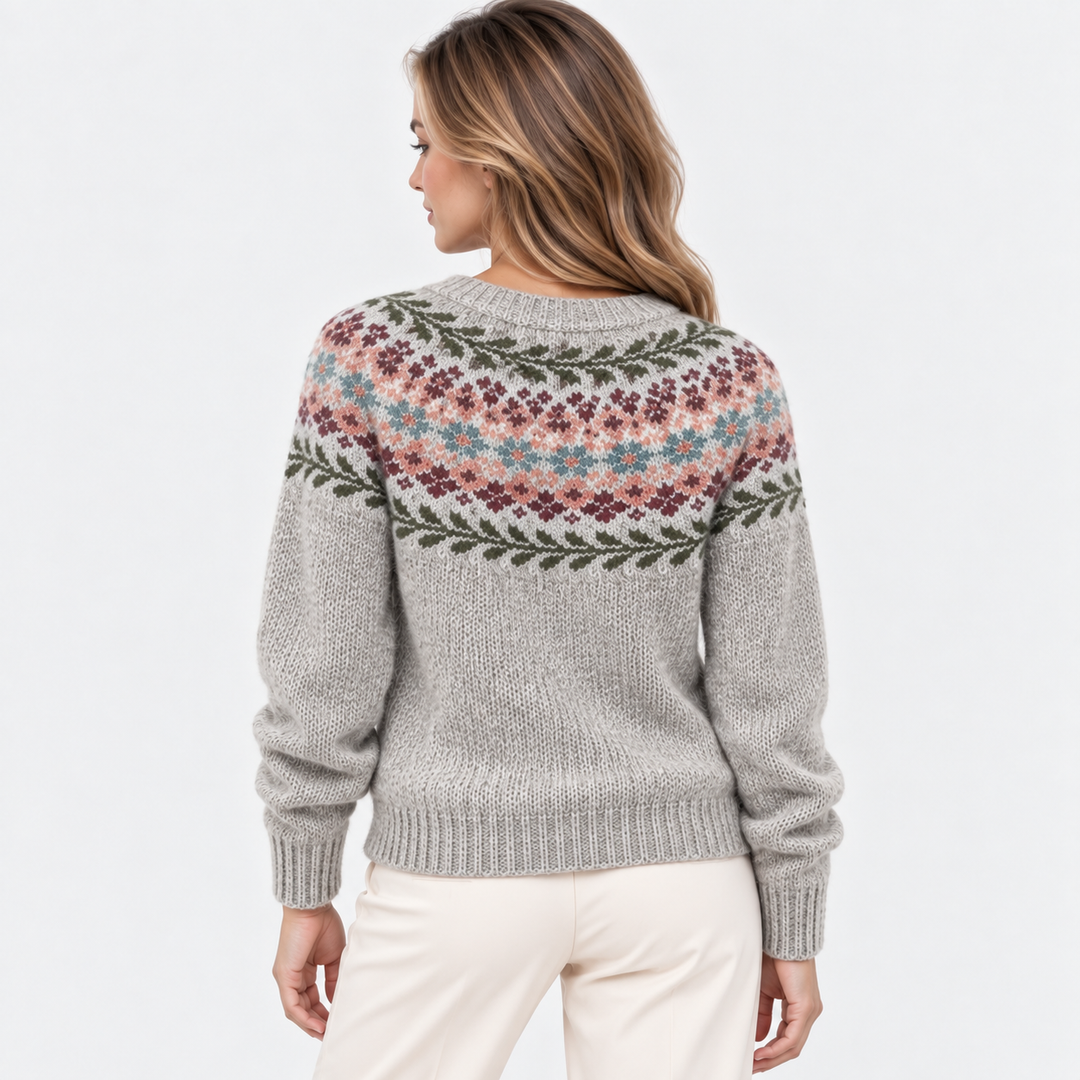 Fair Isle Pullover Damen Rundhals Strick Warm Winter