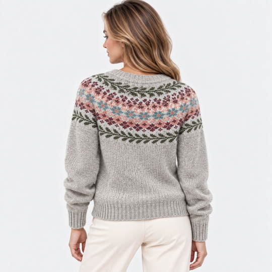 Fair Isle Pullover Damen Rundhals Strick Warm Winter