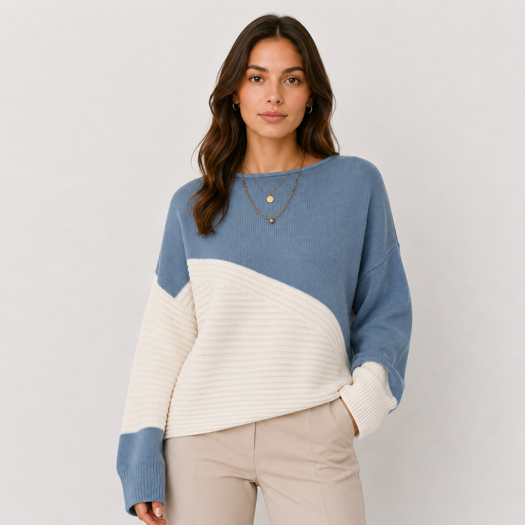 Pullover Damen Oversized Strick Überschnittene Schultern