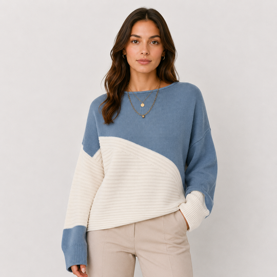 Pullover Damen Oversized Strick Überschnittene Schultern