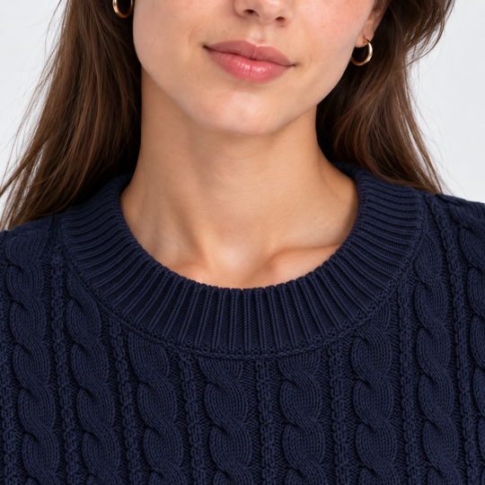 Zopfmuster Pullover Damen Grobstrick Locker Geschnitten