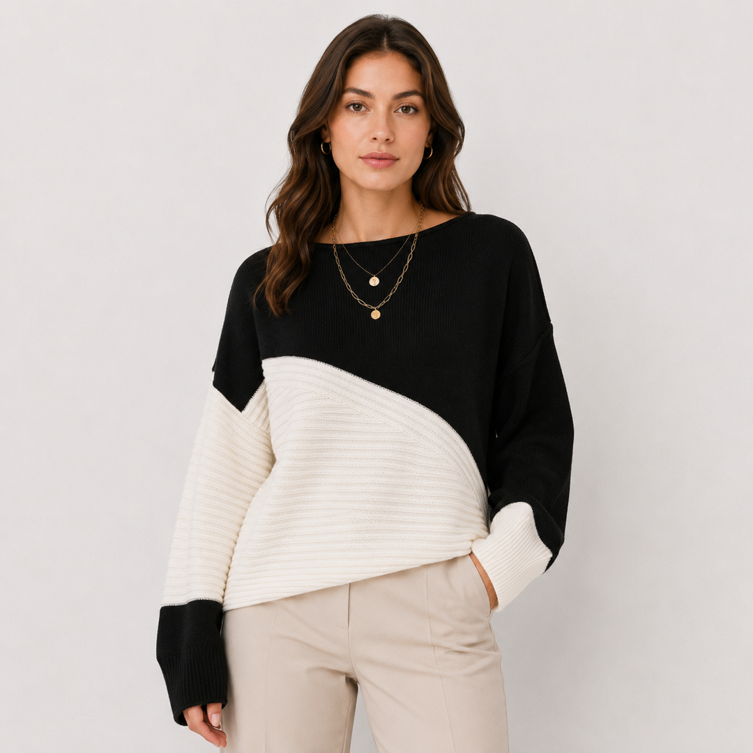 Pullover Damen Oversized Strick Überschnittene Schultern