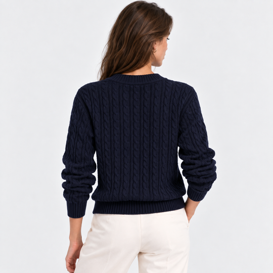 Zopfmuster Pullover Damen Grobstrick Locker Geschnitten