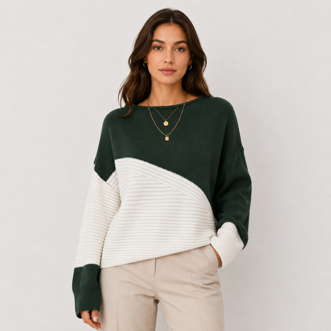 Pullover Damen Oversized Strick Überschnittene Schultern