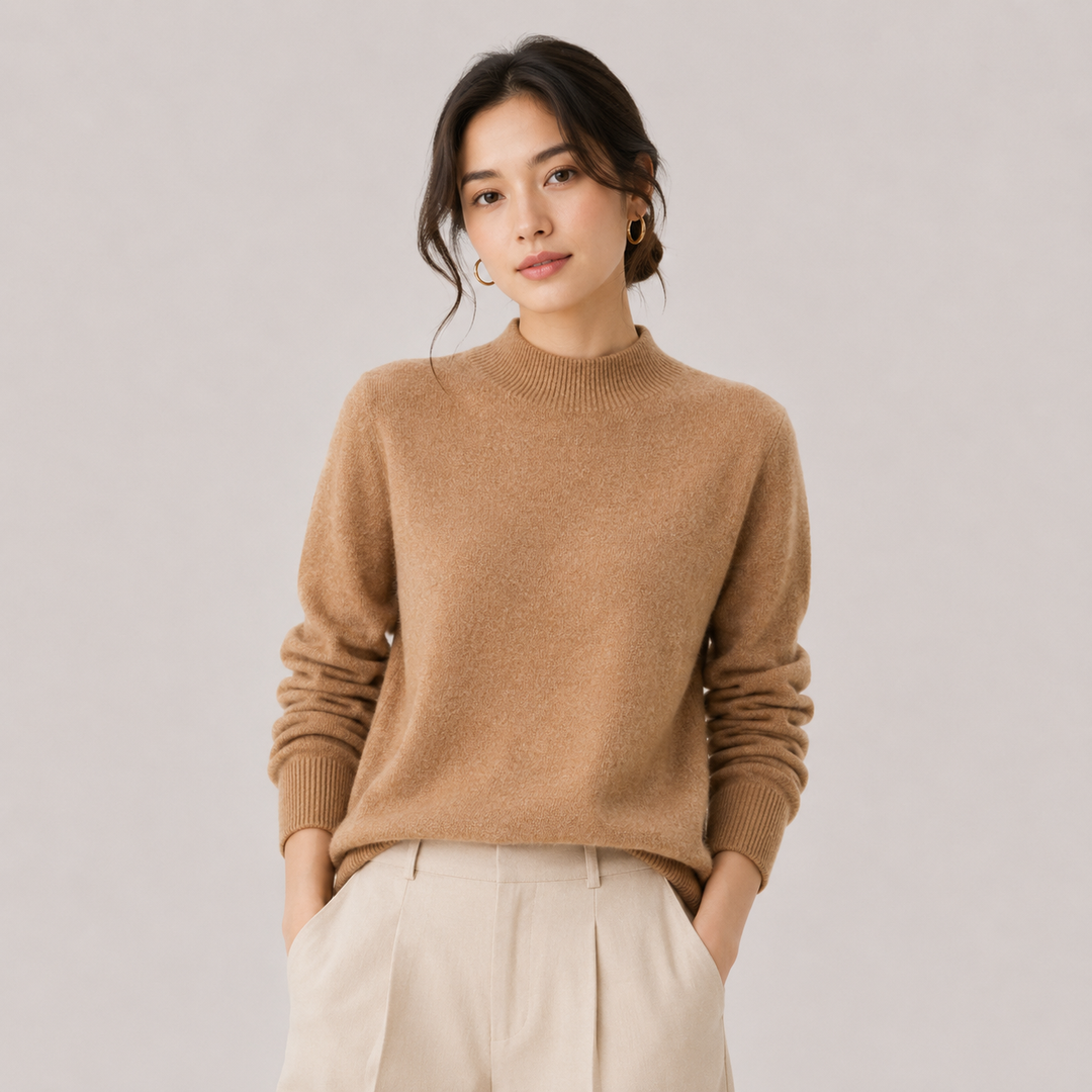 Pullover Damen Kaschmir Optik Leicht Klassischer Schnitt